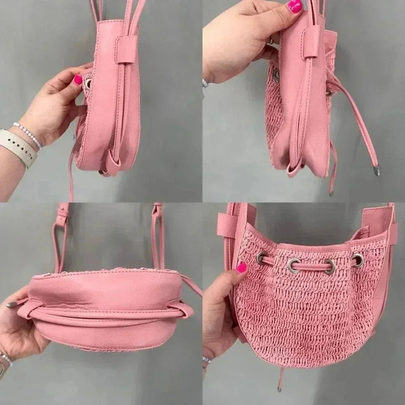 Free People Cabana Crossbody Bag Woven Raffia Granola Girl  Beach Earthy Chic - Picture 11 of 15